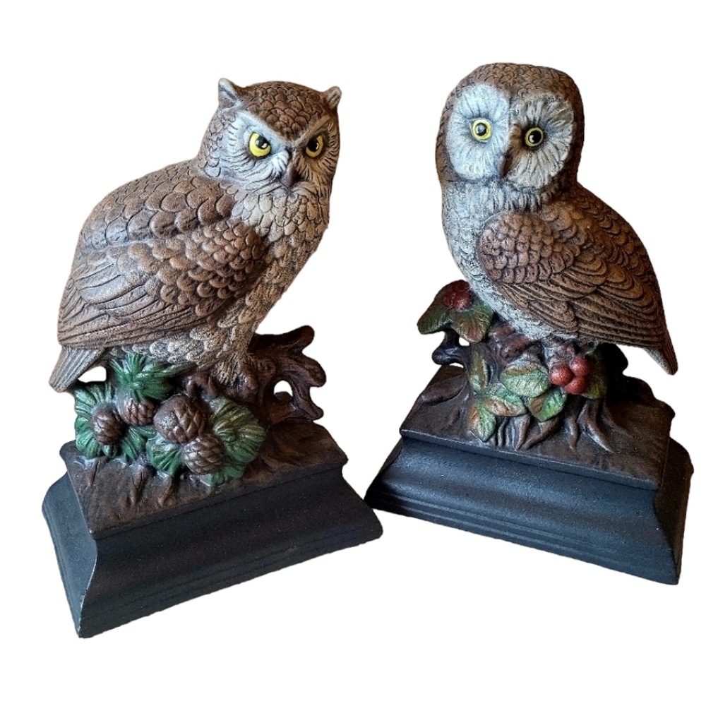 Vintage Ceramic Owls Set of 2 Evergreen Ceramics 1978 Retro Home  Decor Brown 9"